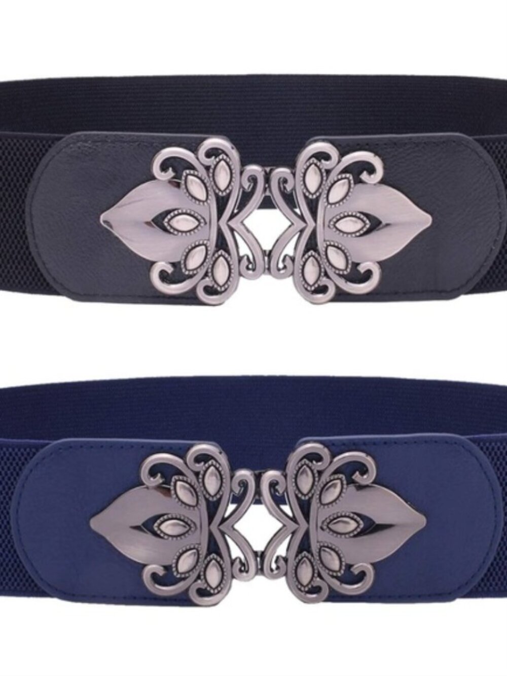 Black and Blue Stretch Buckle Belts